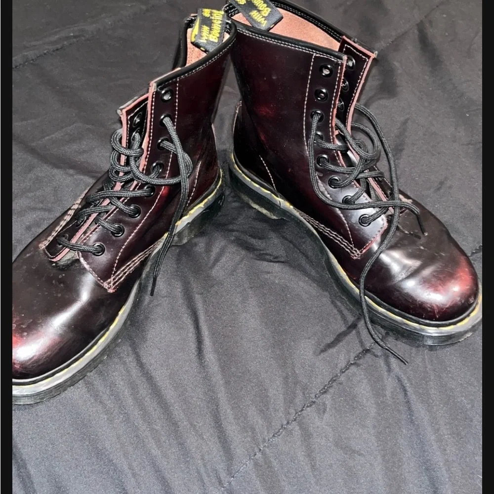 Dr. Martens Burgundy Leather Boots - Picture 1 of 4